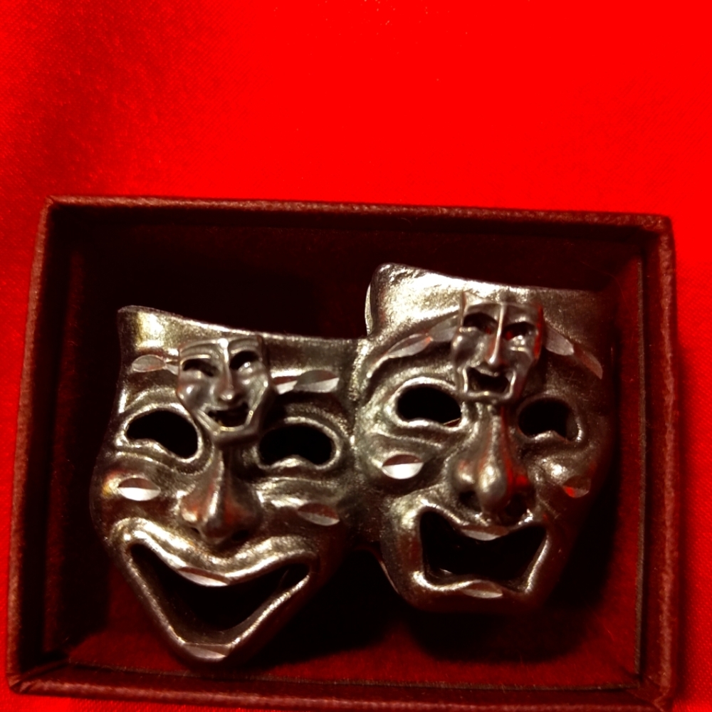 Drama Mask Collection, Brooch, Earrings, And Necklace